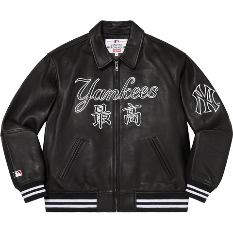 Supreme ニューヨーク・ヤンキース レザージャケット　Mサイズ Supreme®/New York Yankees™ Kanji Leather Varsity Jacket - Supreme