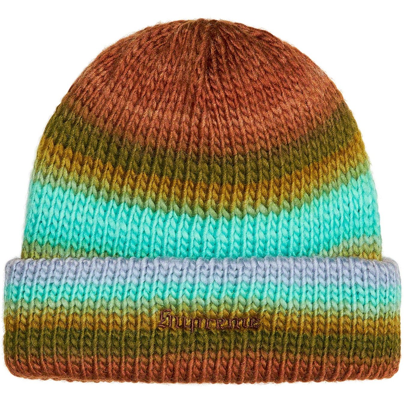 Supreme Ombre Stripe Beanie (FW22) - Olive - $44