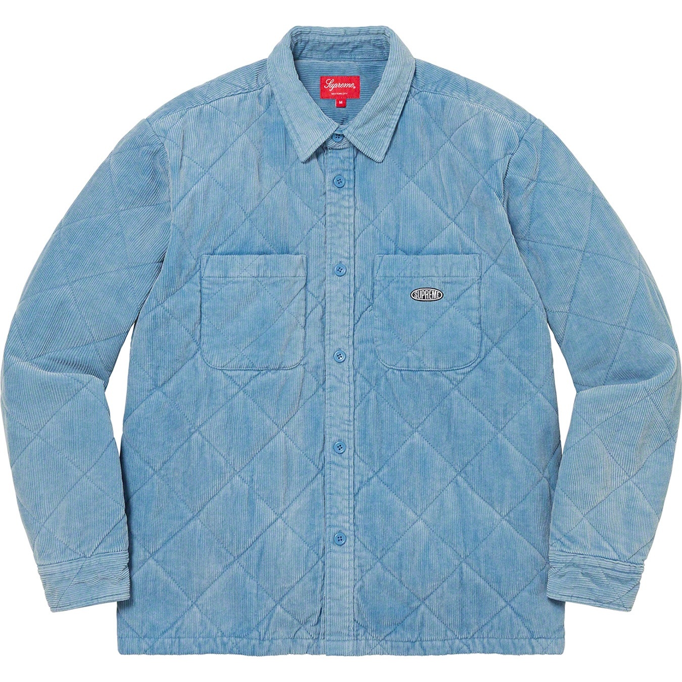 Supreme Quilted Corduroy Shirt (FW22) - Slate Blue - $148