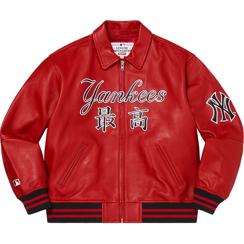 Supreme ニューヨーク・ヤンキース レザージャケット　Mサイズ Supreme®/New York Yankees™ Kanji Leather Varsity Jacket - Supreme