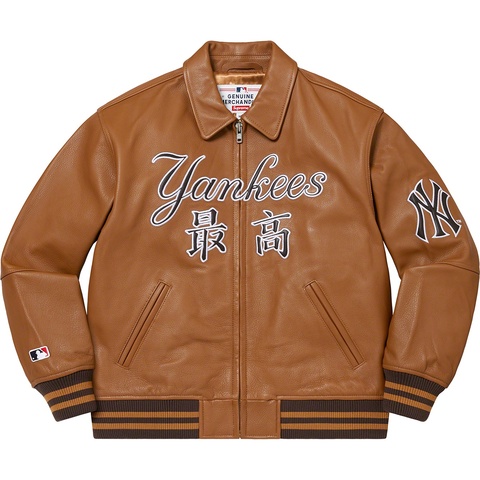 Supreme®/New York Yankees™ Kanji Leather Varsity Jacket - Supreme