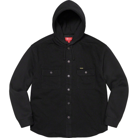 Supreme Fleece Hooded Denim Shirt - Black
