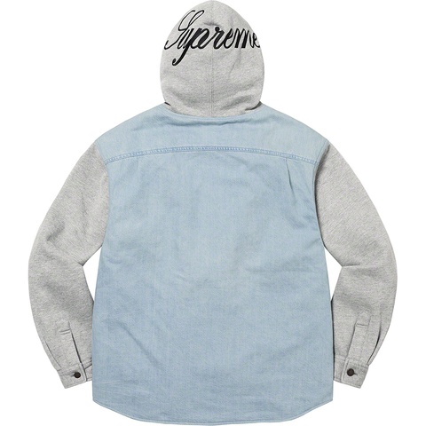 Supreme Fleece Hooded Denim Shirt - Blue