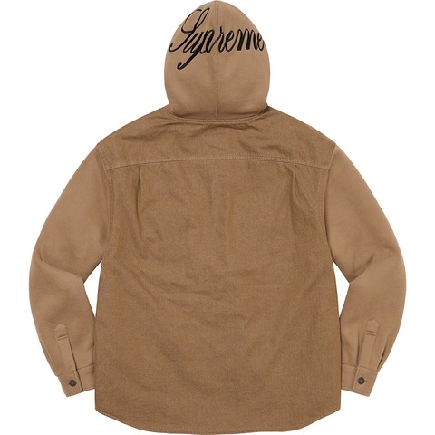 Supreme Fleece Hooded Denim Shirt - Brown