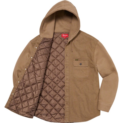 Supreme Fleece Hooded Denim Shirt - Brown