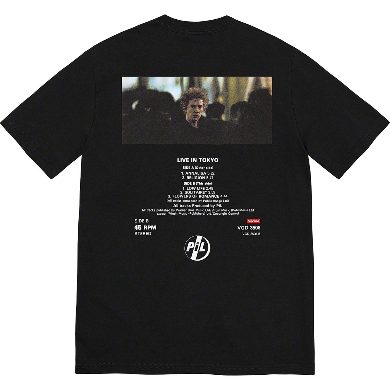 Supreme PiL Live In Tokyo Tee (FW22) - Black - $48