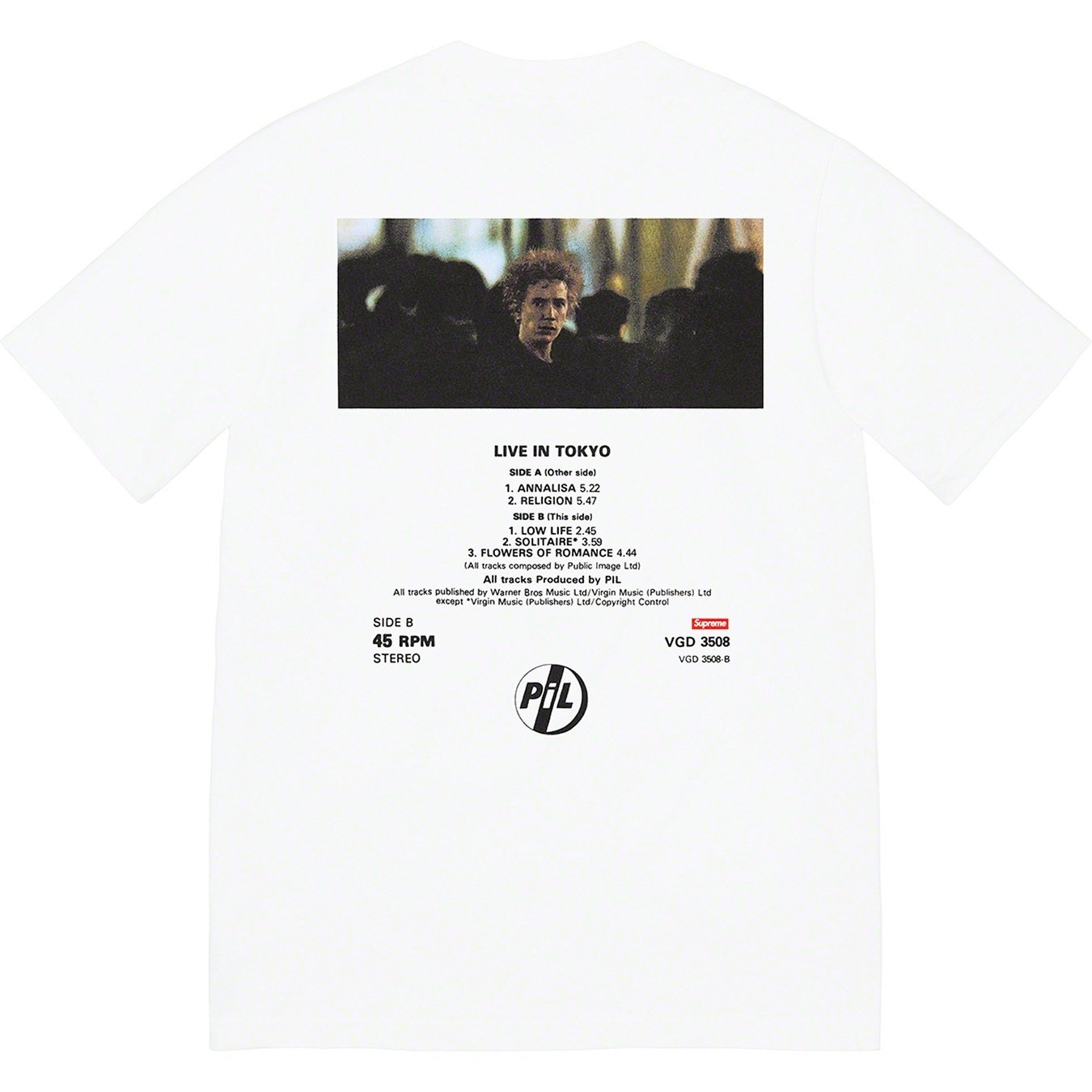 Supreme PiL Live In Tokyo Tee (FW22) - White - $48