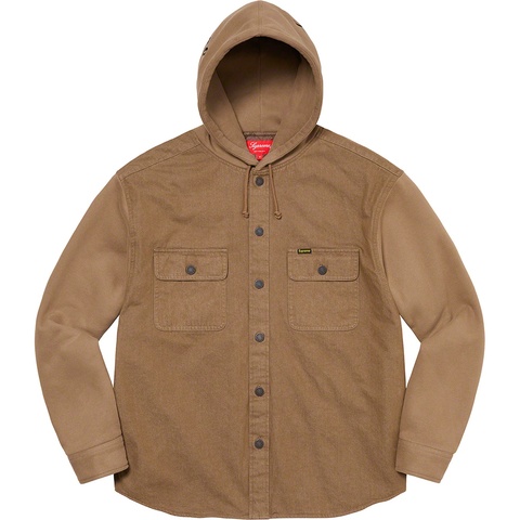 Supreme Fleece Hooded Denim Shirt - Brown