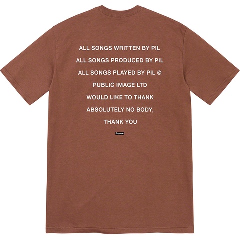 Supreme PiL Tee - Brown