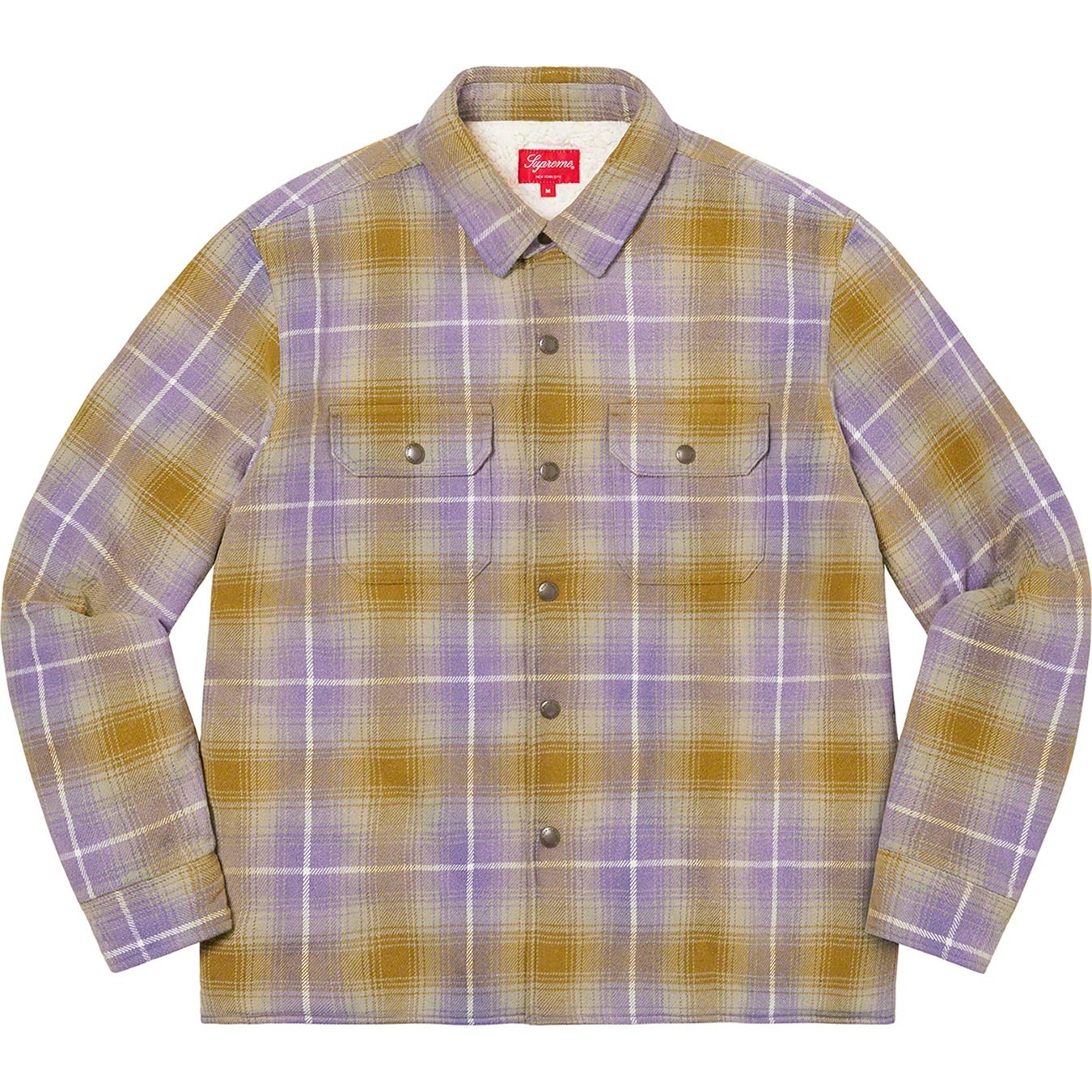 Supreme Shearling Lined Flannel Shirt (FW22) - Olive - $148