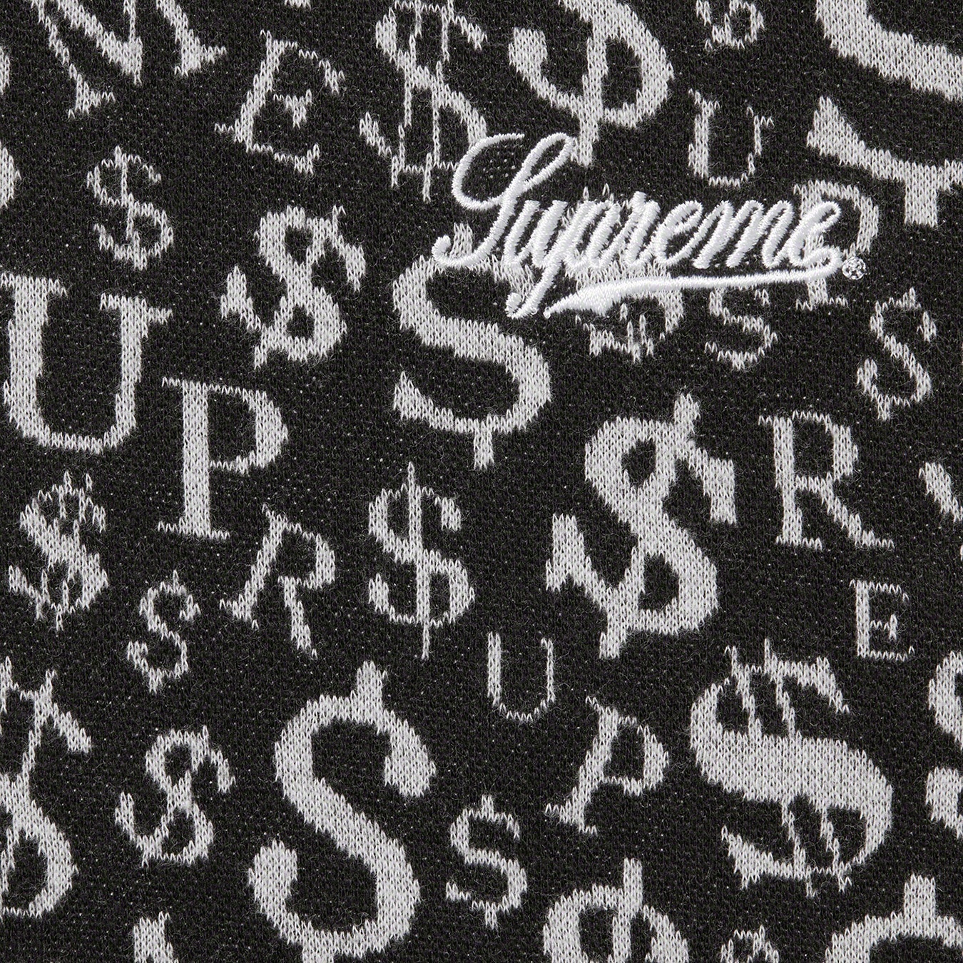 Supreme Currency Jacquard Zip L S Polo (FW22) - Black - $118