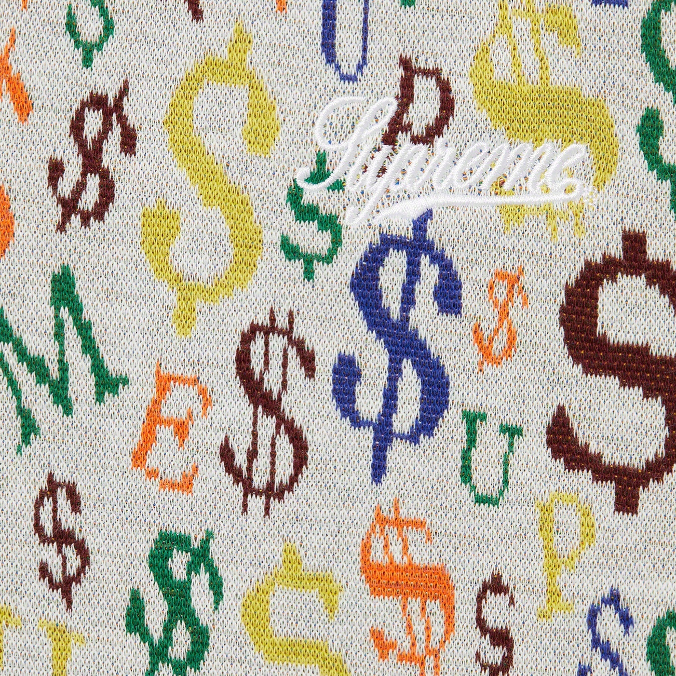 Supreme Currency Jacquard Zip L S Polo (FW22) - White - $118