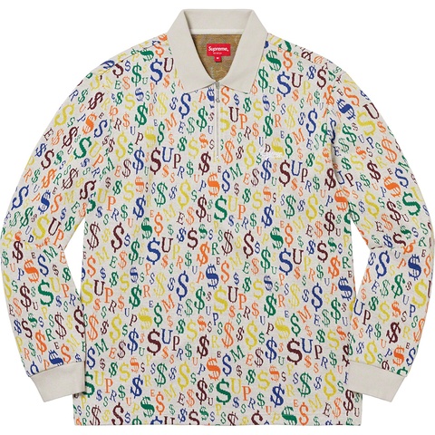 Supreme　22FW Currency Jacquard Zip L/S　L Currency Jacquard Zip L/S Polo - fall/winter 2022 - Supreme