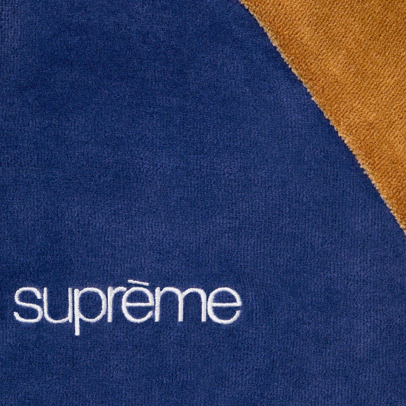 Supreme Paneled Velour L S Polo (FW22) - Dark Royal - $118