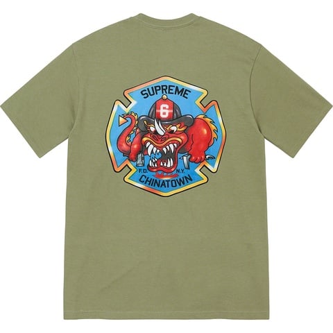 Supreme FDNY Engine 9 Tee - Light Olive