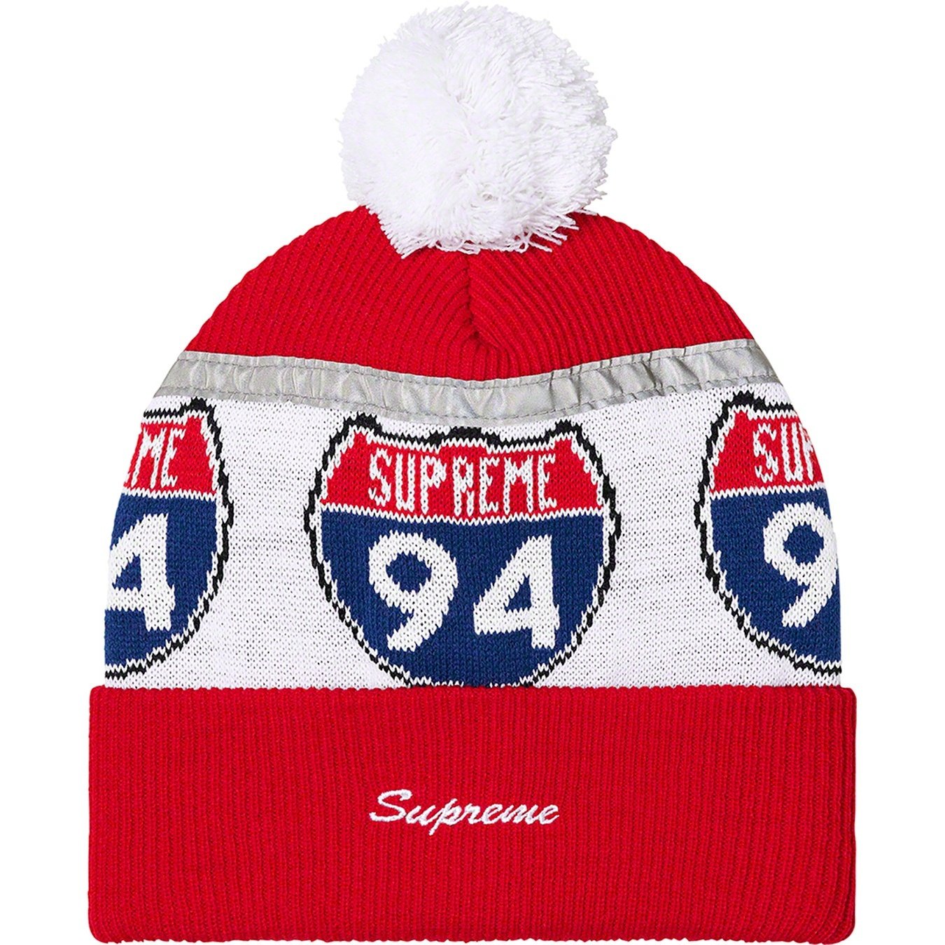 Supreme Interstate Reflective Beanie (FW22) - Red - $40