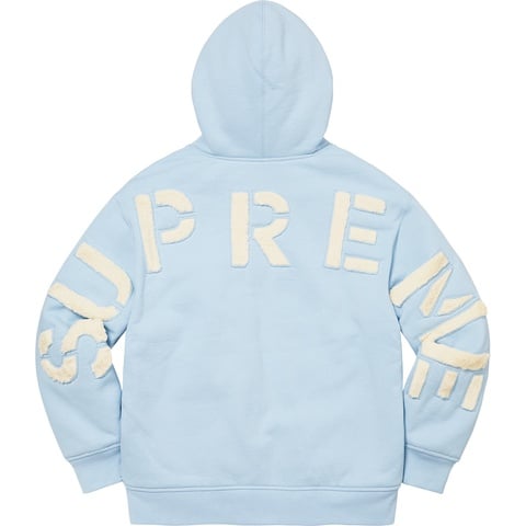 Supreme Faux Fur Lined Zip Up Hooded Sweatshirt - Light Blue