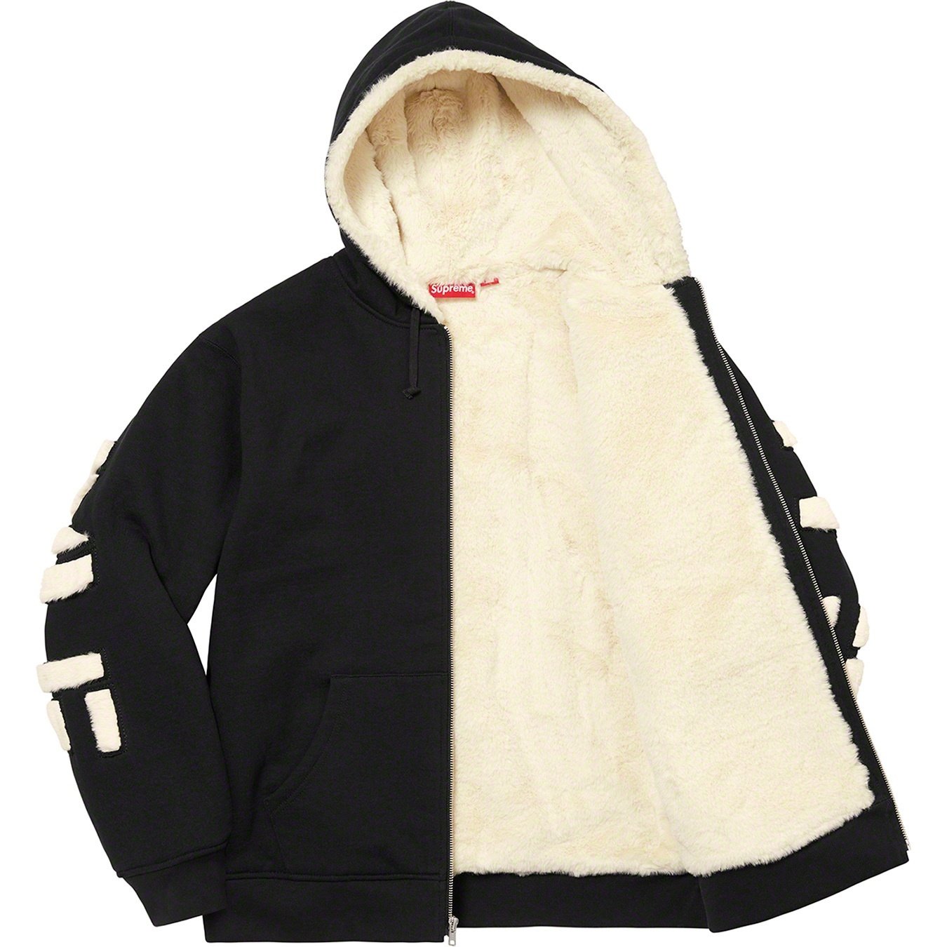 ジャケット・アウター supreme faux fur lined zip up hooded Supreme Faux Fur Lined Zip Up Hooded Sweatshirt Black Men's