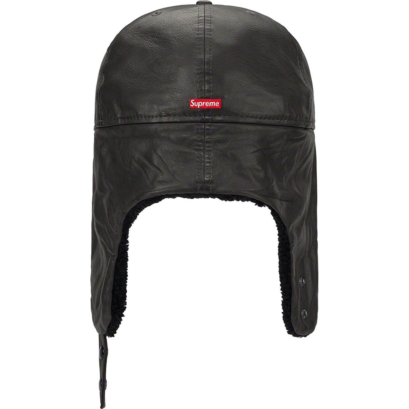 Supreme Leather Earflap New Era (FW22) - Black - $88