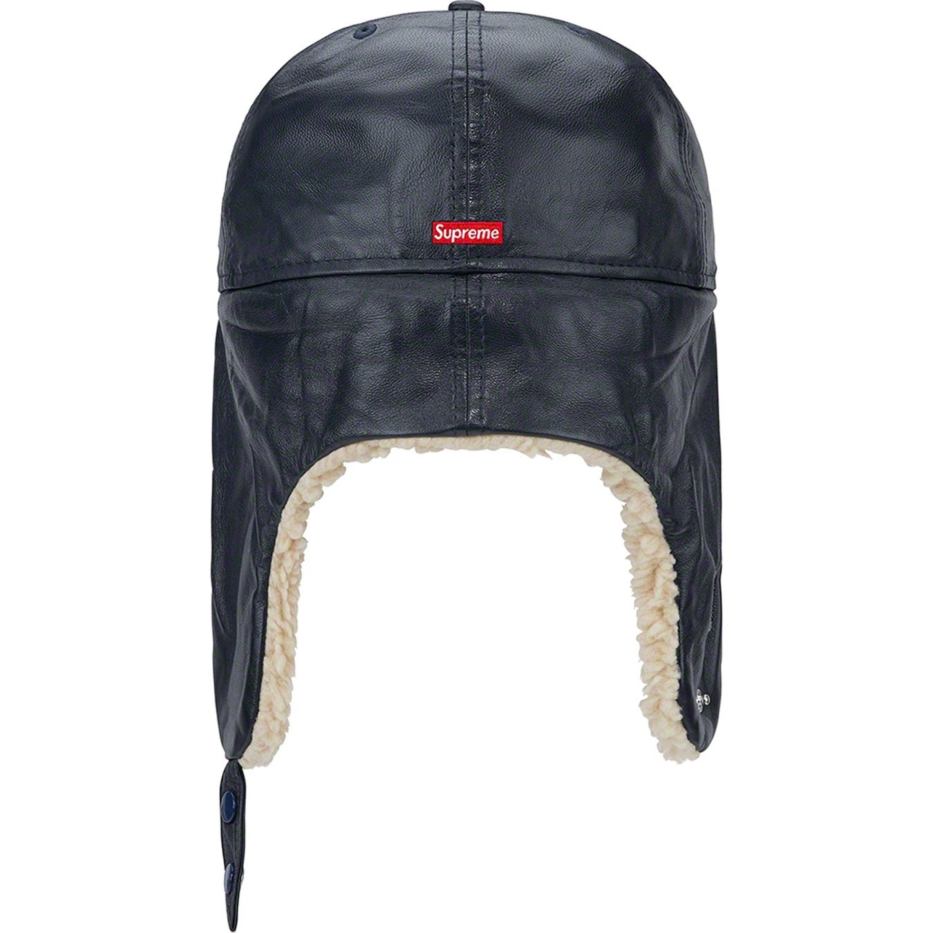Supreme Leather Earflap New Era (FW22) - Navy - $88