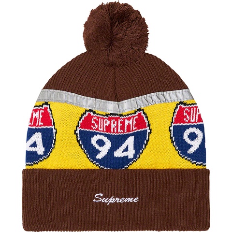 Supreme Interstate Reflective Beanie - Brown