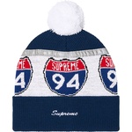 Supreme Interstate Reflective Beanie (FW22) - Dark Blue