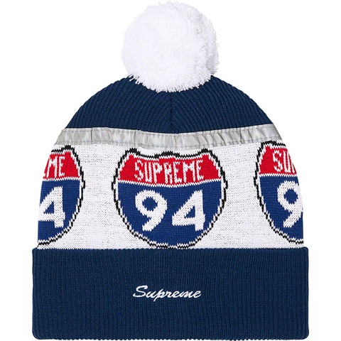 Supreme Interstate Reflective Beanie - Dark Blue