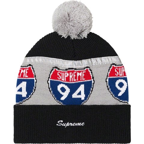 Supreme Interstate Reflective Beanie - Black