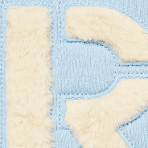 Supreme Faux Fur Lined Zip Up Hooded Sweatshirt - Light Blue