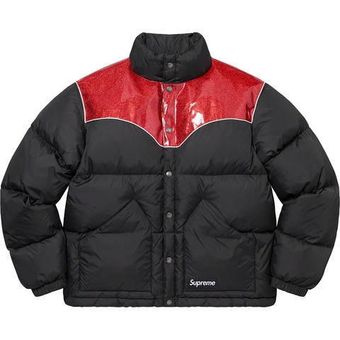 Supreme Glitter Yoke Down Puffer Jacket - Black
