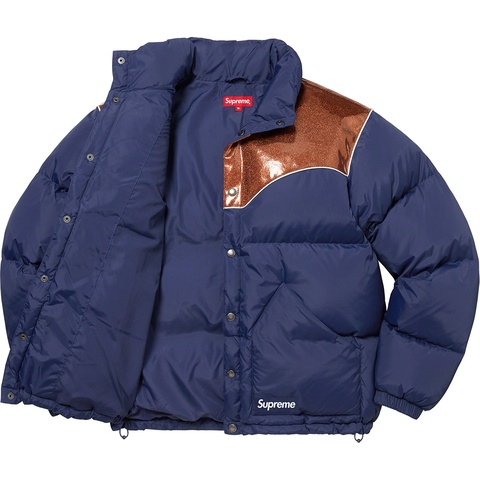 Supreme Glitter Yoke Down Puffer Jacket - Navy