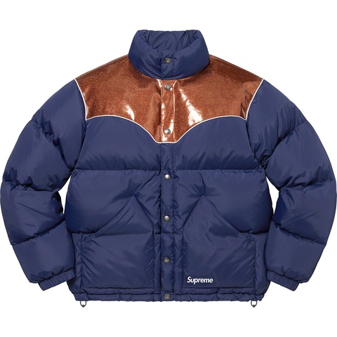 Supreme Glitter Yoke Down Puffer Jacket - Navy
