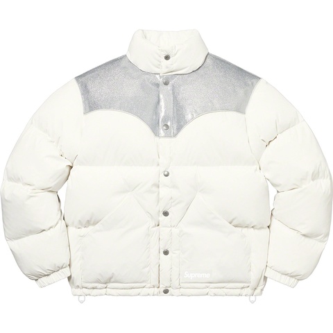 Supreme Glitter Yoke Down Puffer Jacket - White