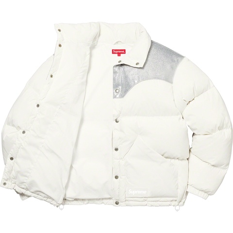 Supreme Glitter Yoke Down Puffer Jacket - White