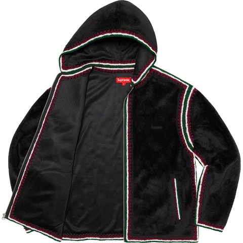 Supreme Crochet Edge Hooded Zip Up Top - Black