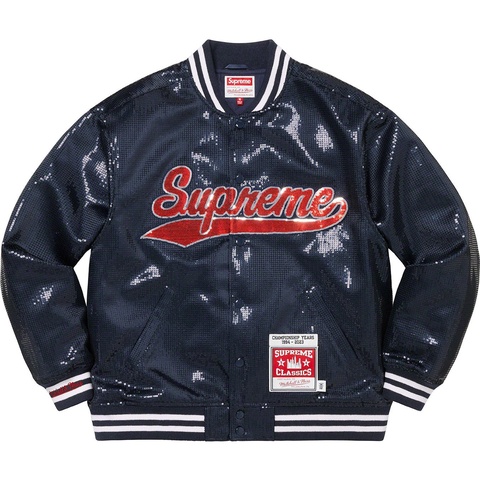 Supreme Supreme®/Mitchell & Ness® Sequin Varsity Jacket - Navy