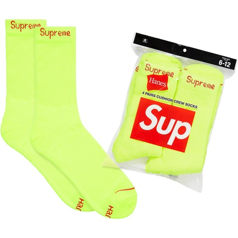 Supreme Supreme®/Hanes® Crew Socks (4 Pack) - Fluorescent Yellow