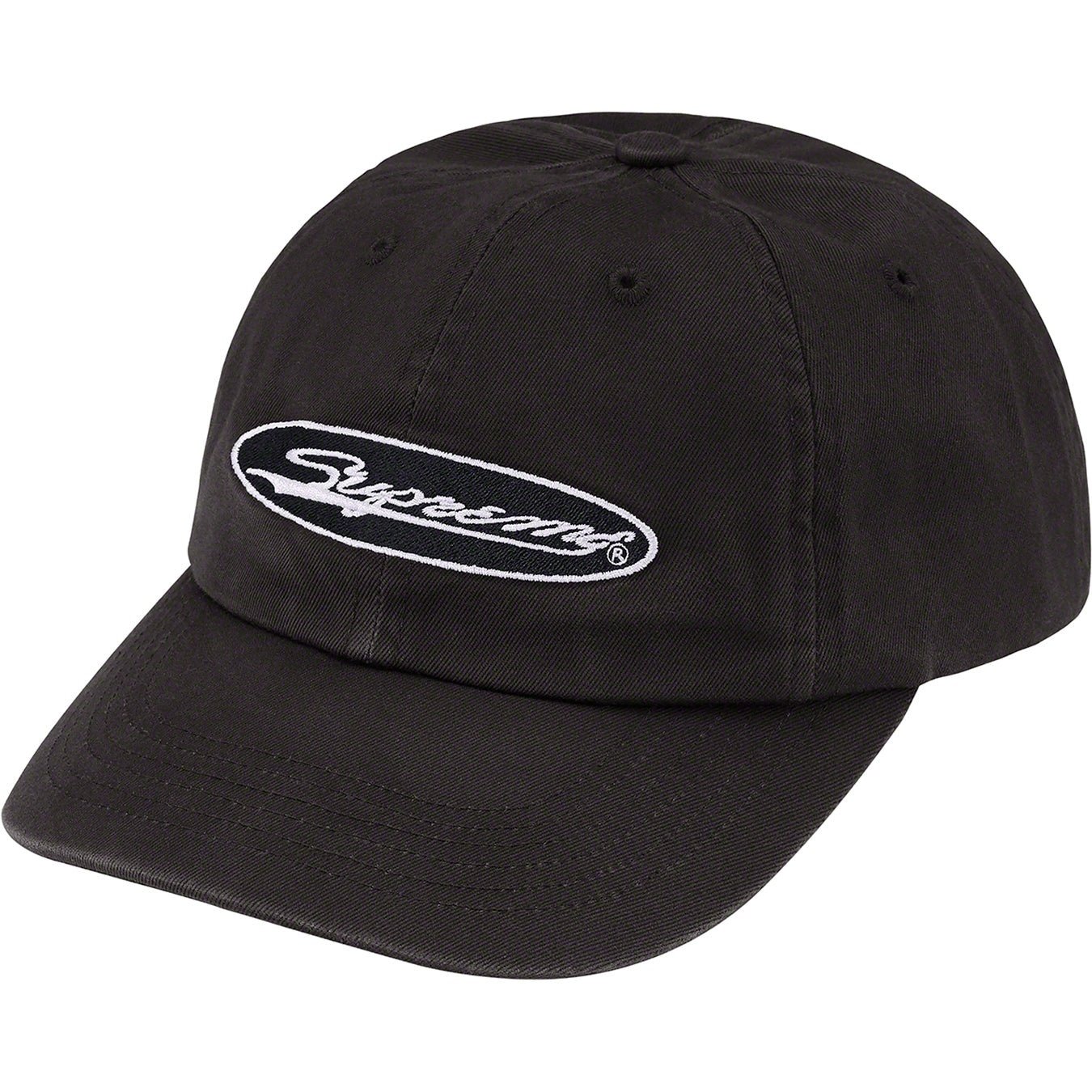 Supreme Oval 6-Panel (SS23) - Black - $48