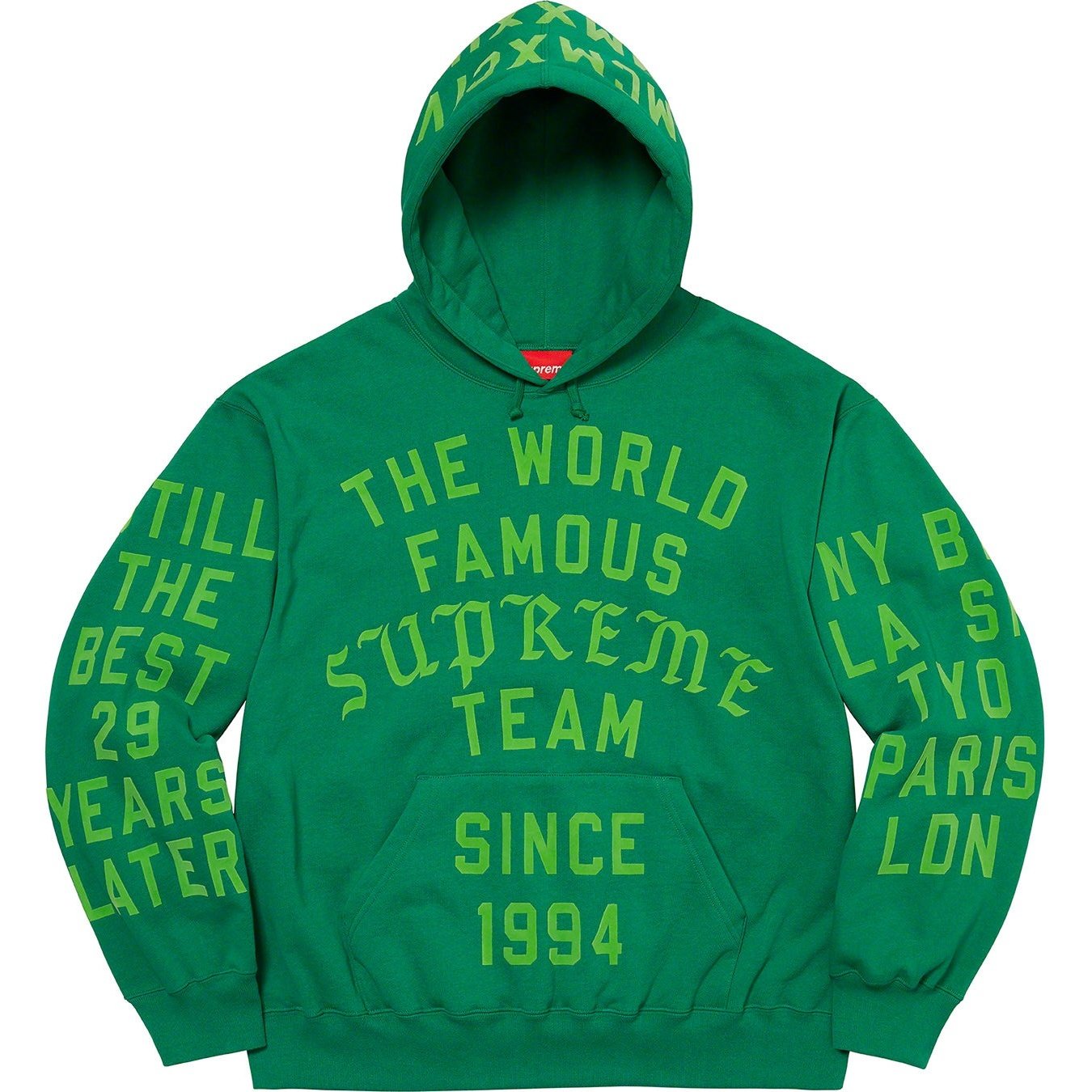 Supreme Supreme Team Flocked Hooded Sweatshirt (SS23) - Green - $178