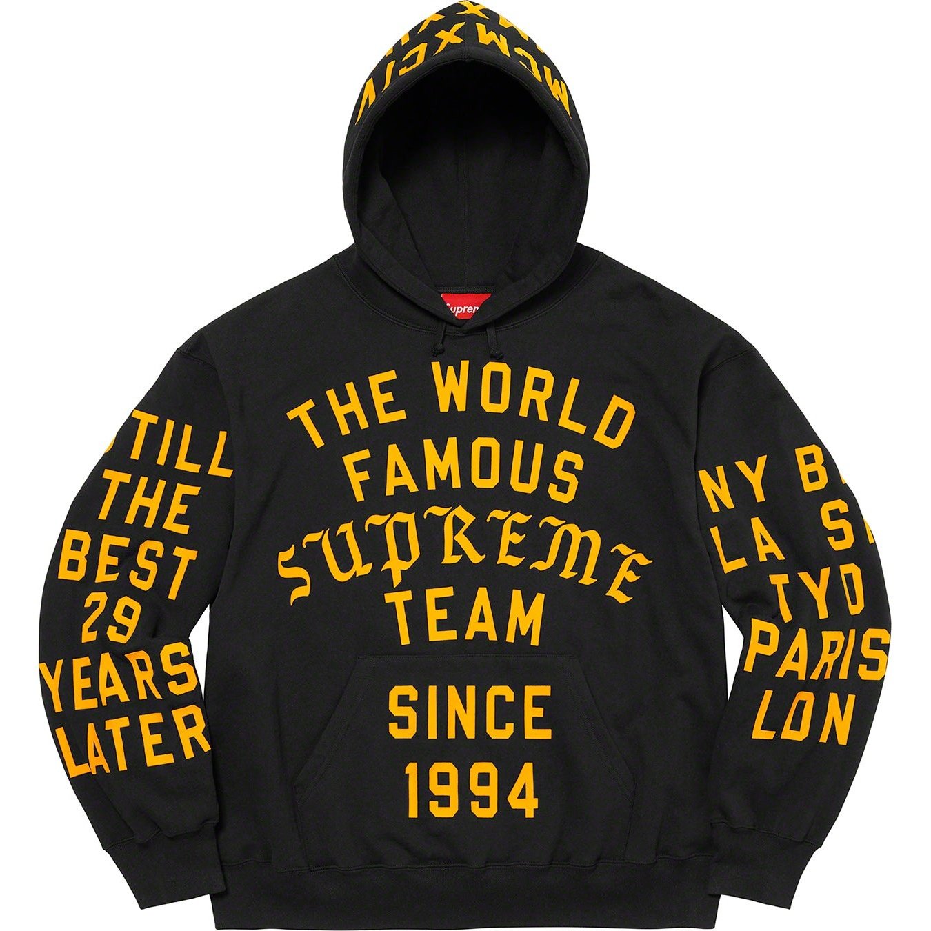 Supreme Supreme Team Flocked Hooded Sweatshirt (SS23) - Black - $178