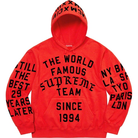 Supreme Supreme Team Flocked Hooded Sweatshirt - Bright Red