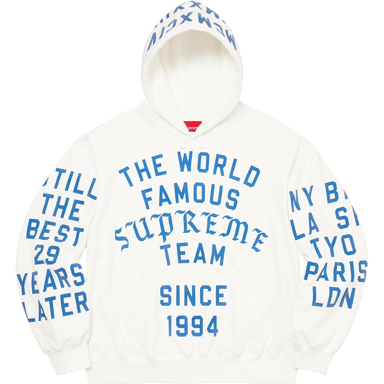 Supreme Supreme Team Flocked Hooded Sweatshirt (SS23) - White - $178