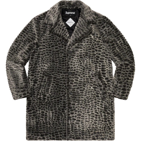Supreme Croc Faux Fur Overcoat - Black