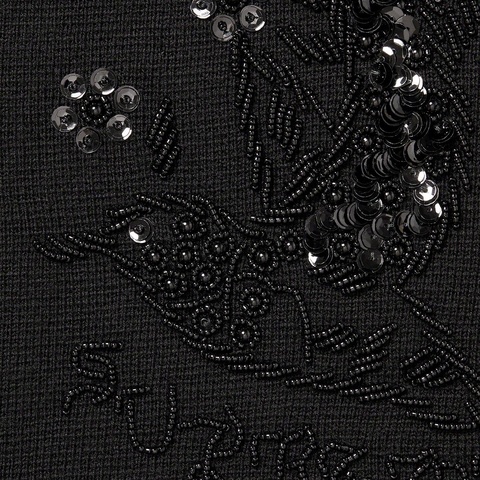 Supreme Beaded Appliqué Cardigan - Black