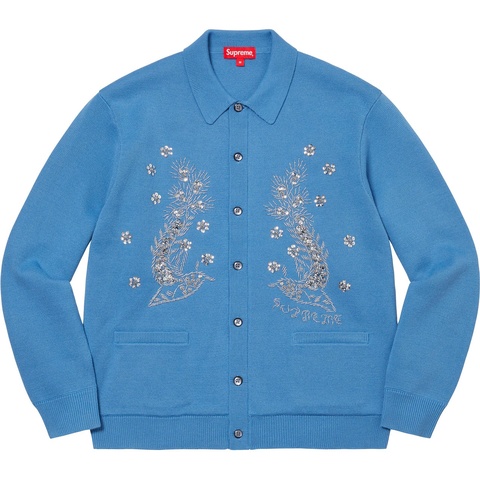 Supreme Beaded Appliqué Cardigan - Bright Blue