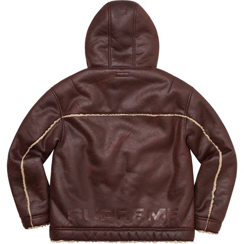 Supreme Faux Shearling Hooded Jacket - Brick