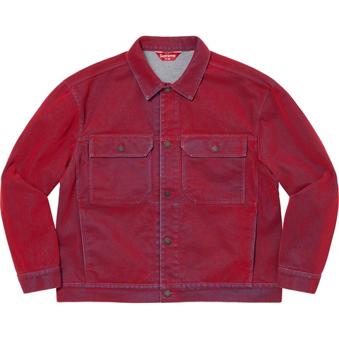 Supreme Flocked Denim Trucker Jacket - Red