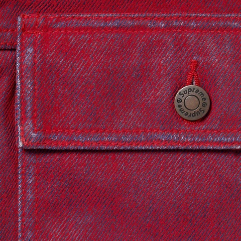 Supreme Flocked Denim Trucker Jacket - Red