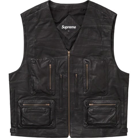 Supreme Patchwork Leather Cargo Vest - Black