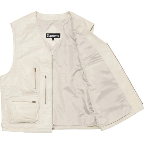 Supreme Patchwork Leather Cargo Vest - White